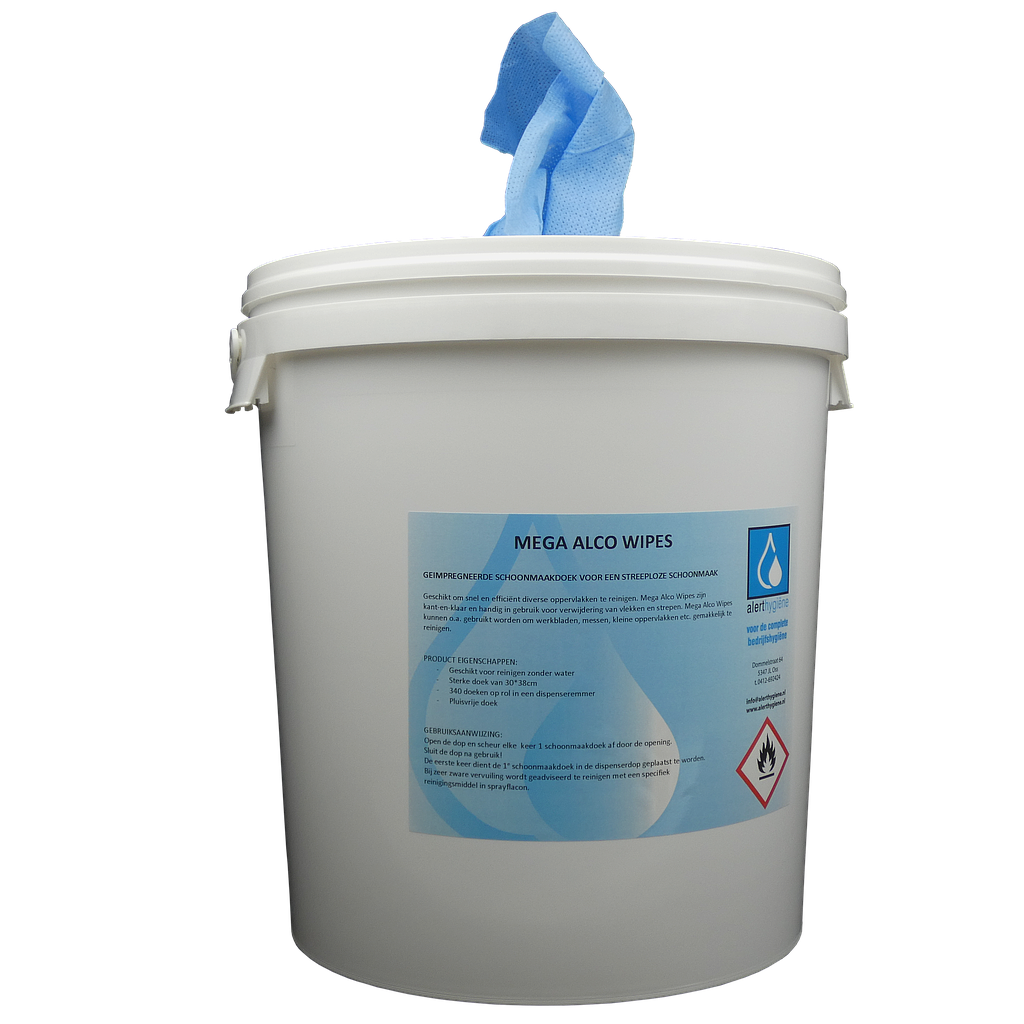 Mega Alco Wipes Blauw emmer - 340 stuks