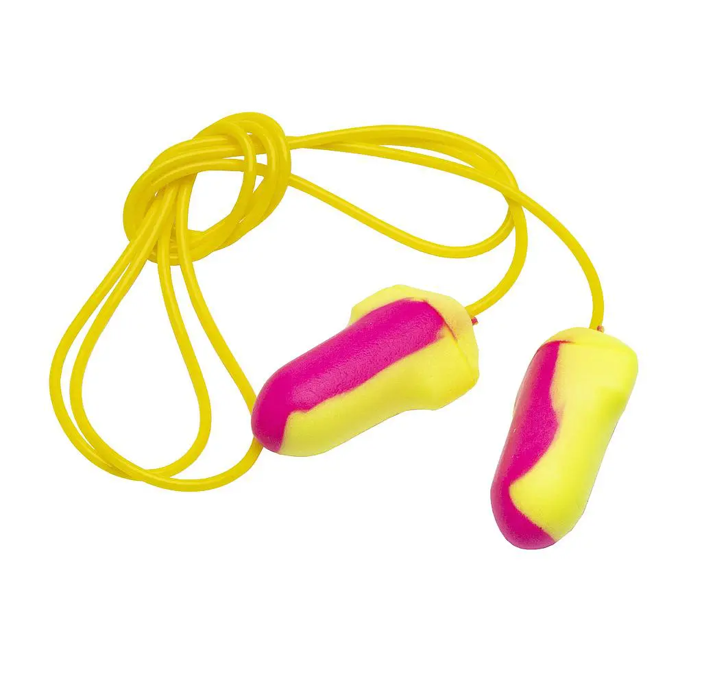 ​​​​oordopjes​​​ PU Foam met koord, geel/roze, Disposable - Doos 200 paar