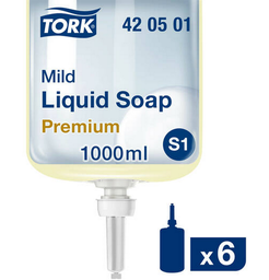 [420501] Tork Milde Vloeibare Zeep, 1ltr/flacon S1, doos 6 stuks